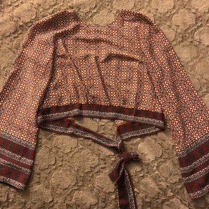 Forever 21 Woven rust/blue crop top tie back
